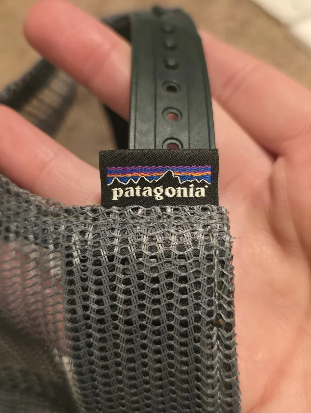 Patagonia Ventura CA Fitz Roy Crest LoPro Trucker Hat Snapback Cap Cream Blue